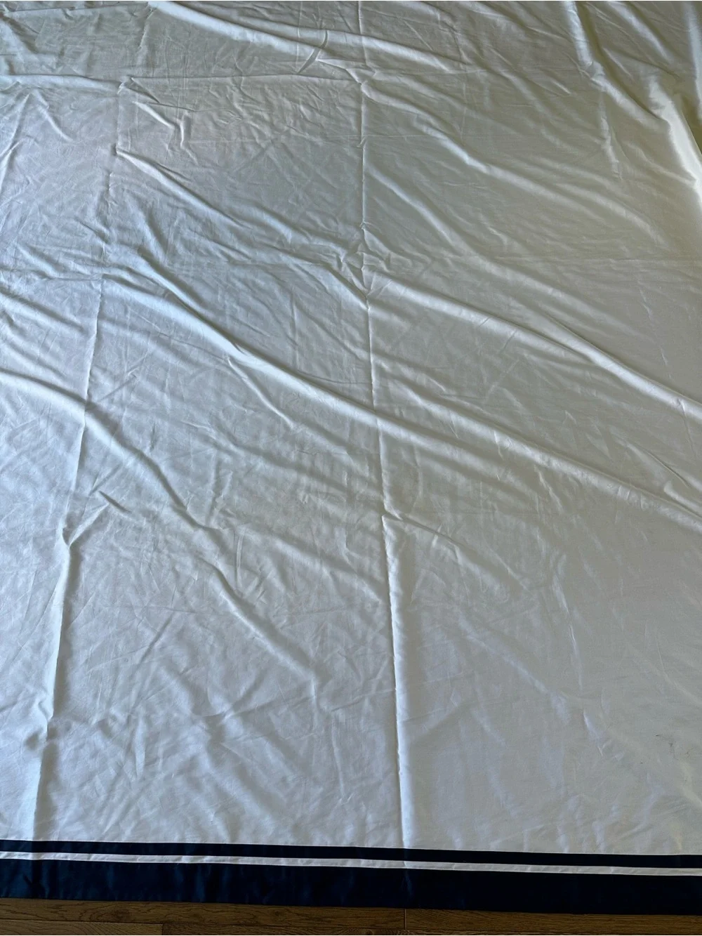 Ralph Lauren 100% Cotton Queen Duvet Cover White w/ Blue Trim